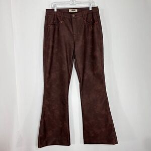 Rock & Roll Denim Womens Brown Faux Leather High Rise Trouser Pants W31 L34